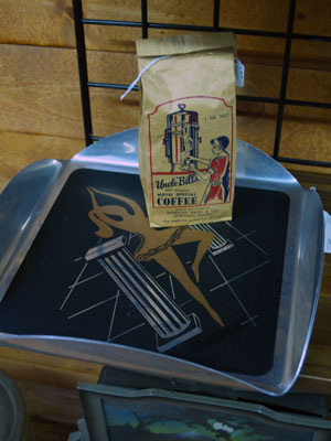 antique coffee bag and tray